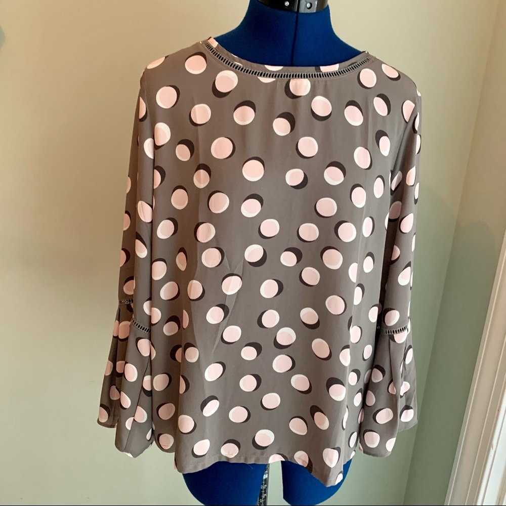 Loft Polka Dot Blouse in Grey and pink